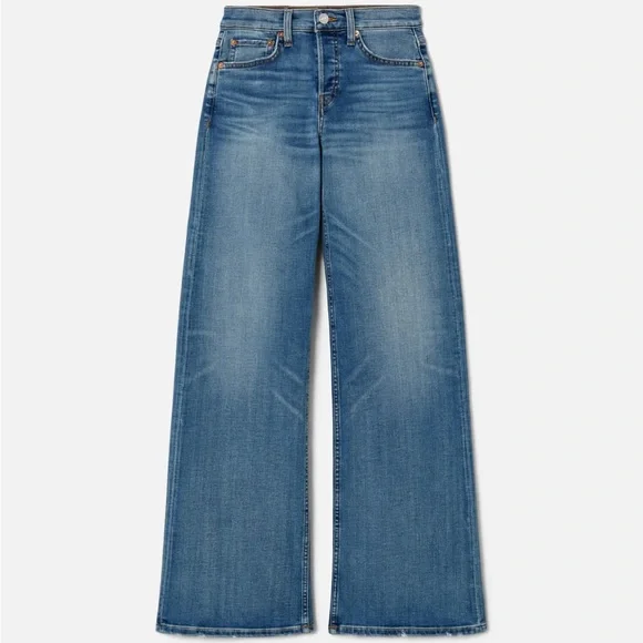 RE/DONE Comfort Stretch Mid Rise Wide Leg Jeans - Picture 2 of 8